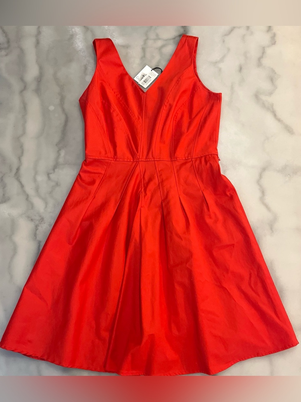 Calvin Klein Bright Red V-Neck Fit & Flare Mini Dress